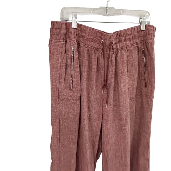 Athleta Cabo Linen Wide Leg High Waisted Pants Plus Tawny Rose Orchard Pink 20 - Picture 3 of 9